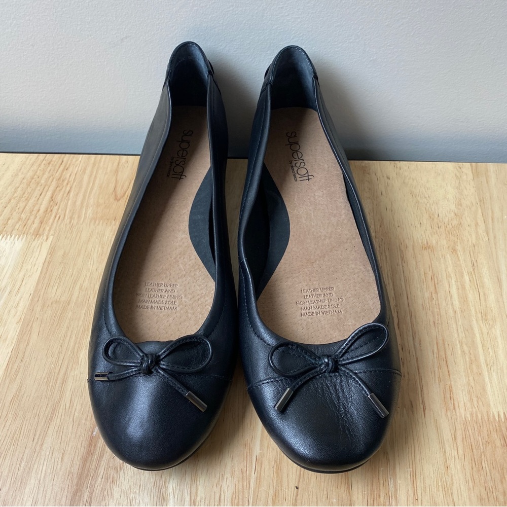 DIANA FERRARI SUPERSOFT 'Embark' Black Leather Ballet Flats Flat Shoes Size 8 C - Picture 2 of 11